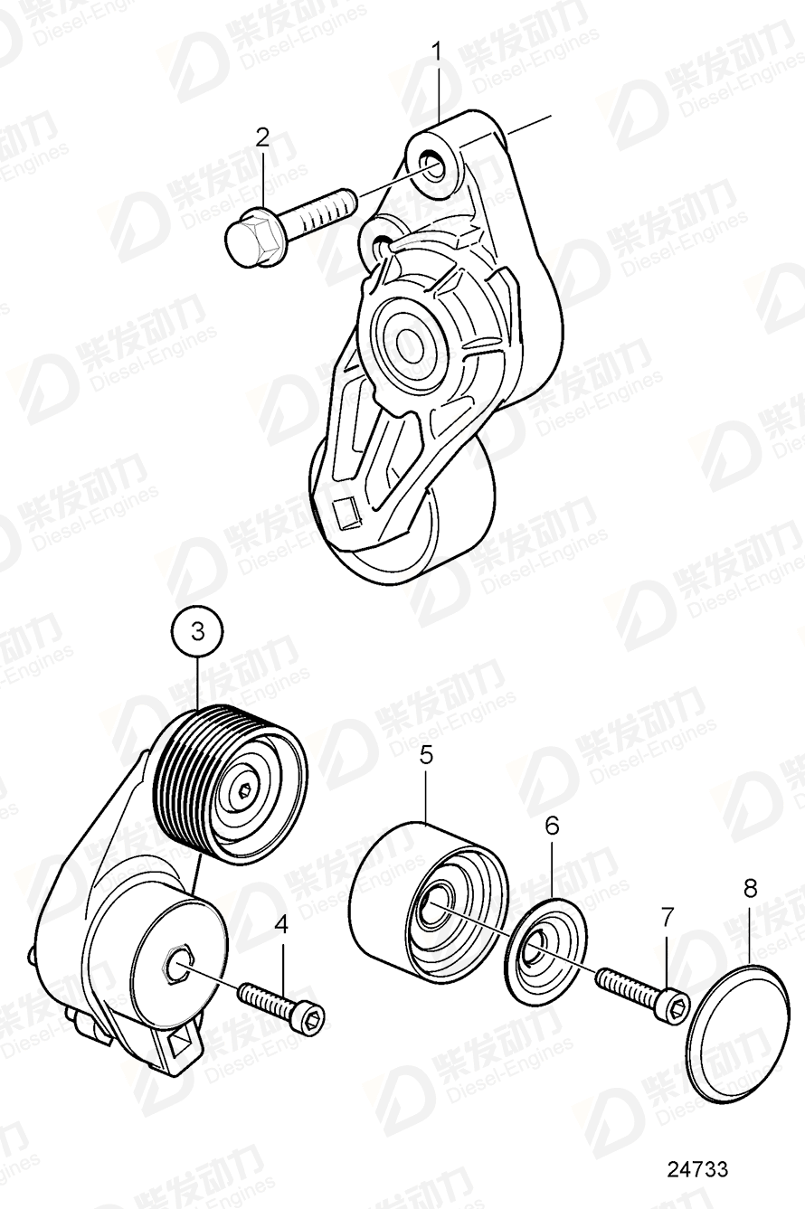 volvo penta Idler pulley 3887305 Drawing volvo penta Idler pulley 3887305 Drawing